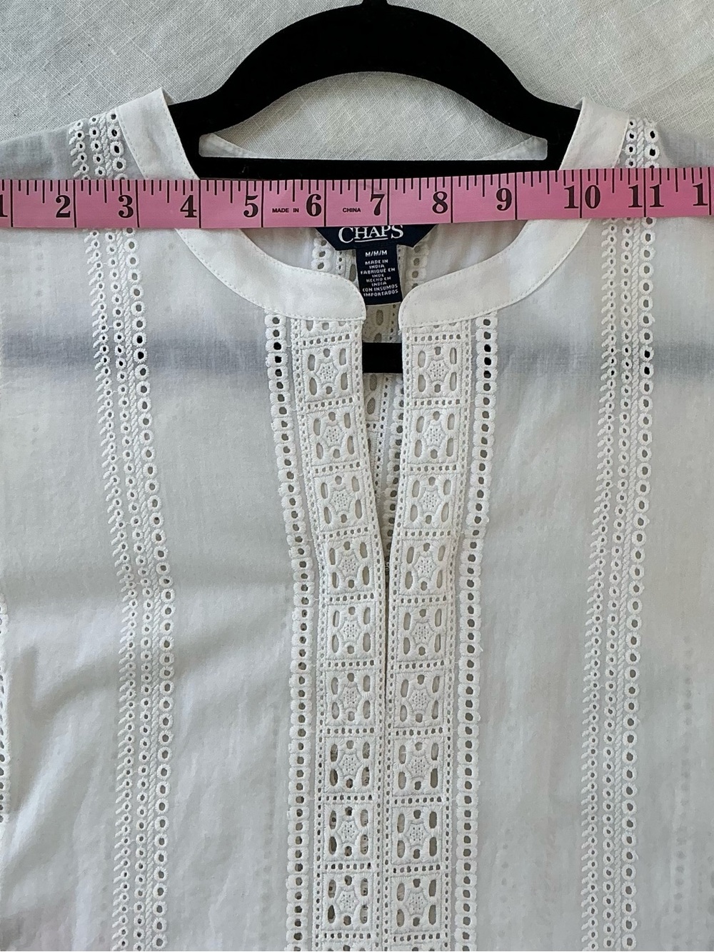 Chaps White Sleeveless Eyelet Lace Trim 100% Cotton Camisole - Picture 4 of 6